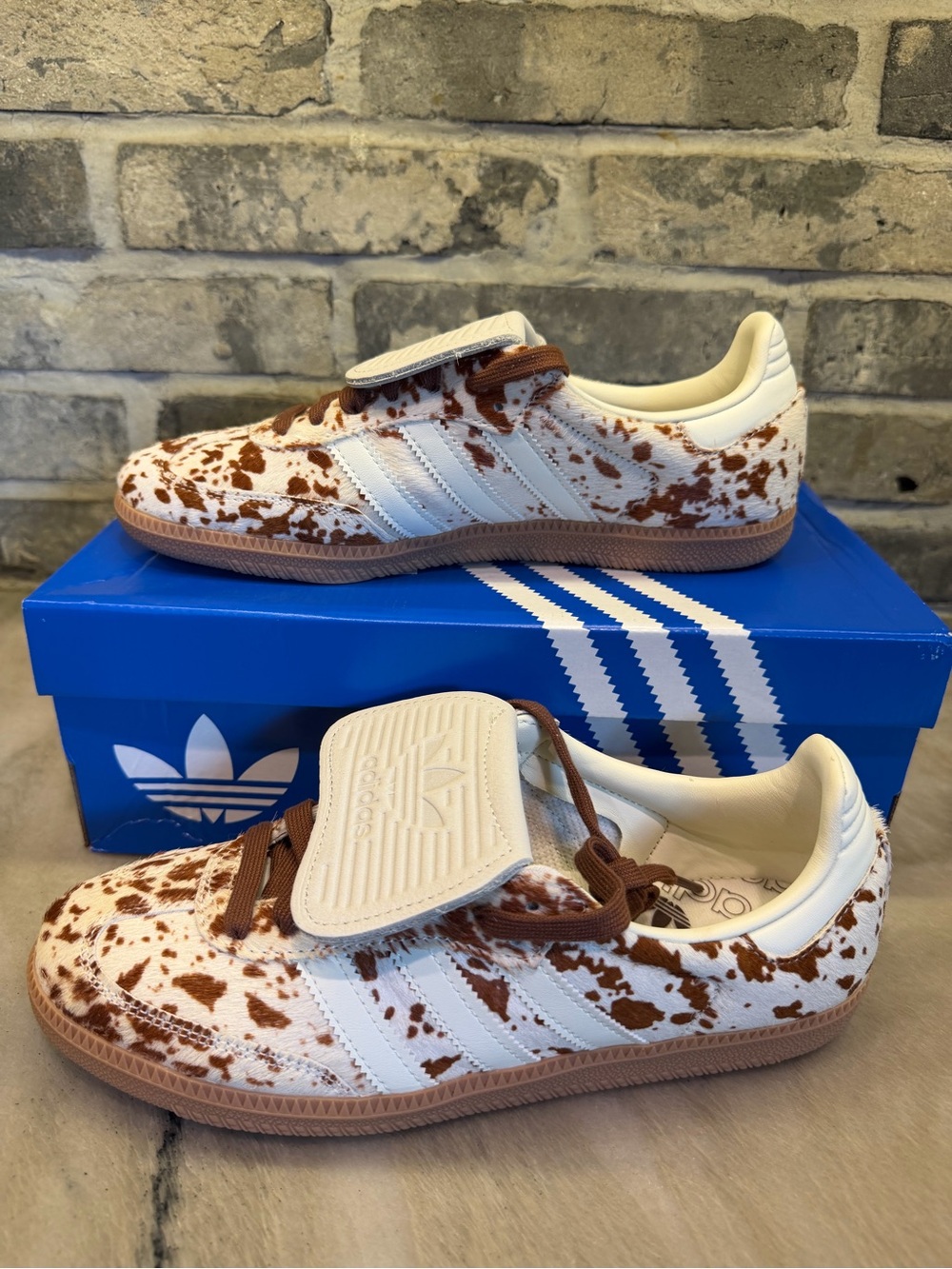adidas Samba White and Brown Cow Athletic Sneakers